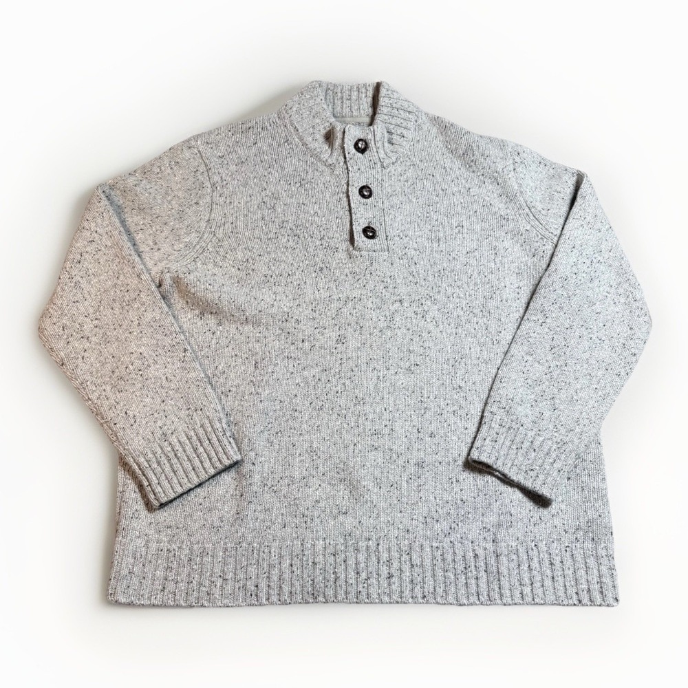 UNTUCKit 2XL Sweater Mens Gray Lambswool‎ Mock Neck Button Henley Pullover EUC